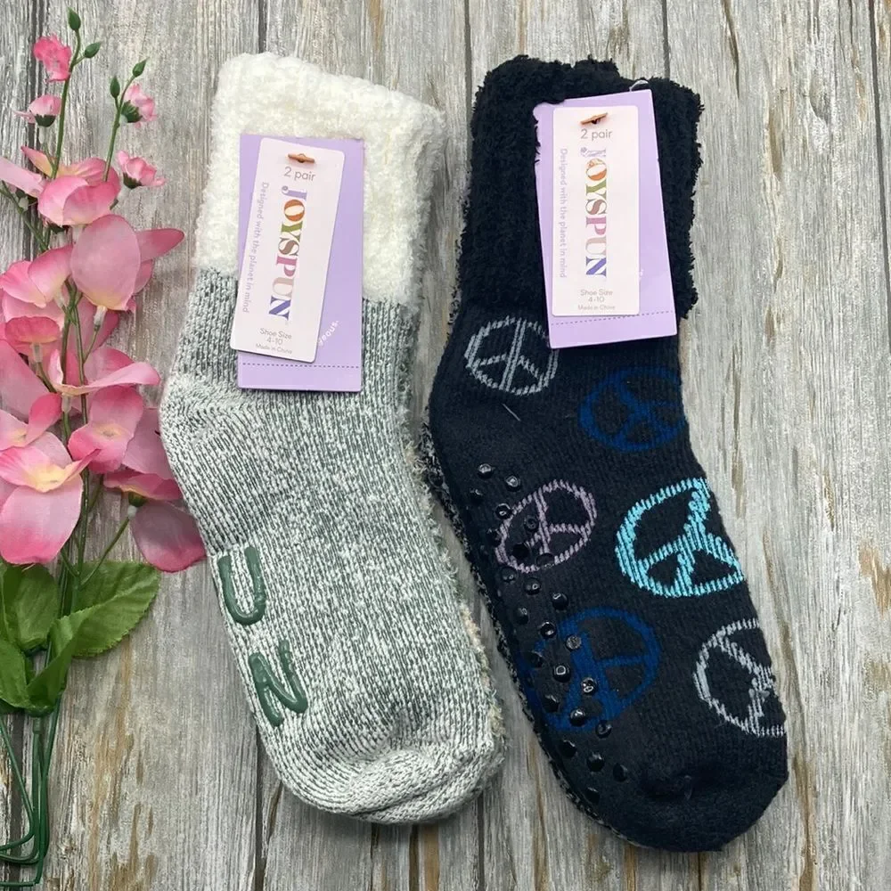 Women's Ultra Soft Fuzzy Lounge Socks 2-Pack Shoe Size 4-10